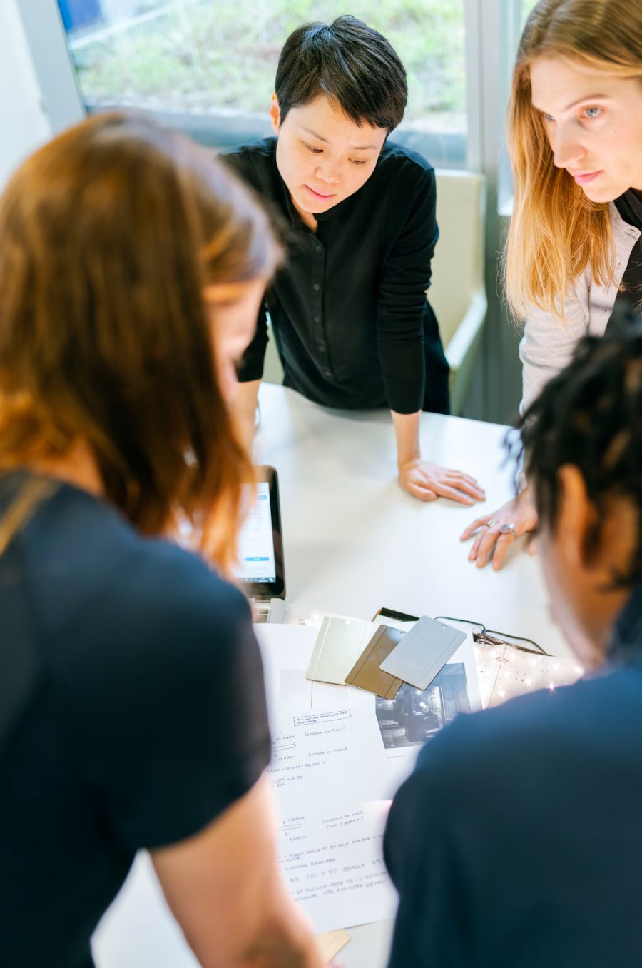 A small team in a modern office